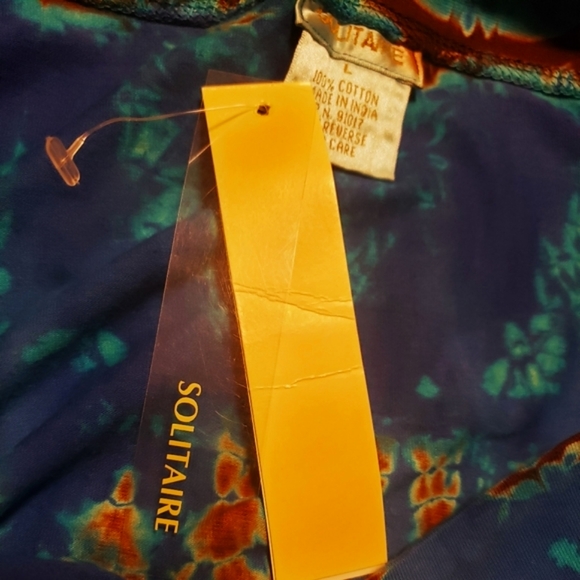 SOLATAIRE Teal Blue Brn Wht Tie Dye Dress- Vintage-NWT-L - Picture 7 of 8